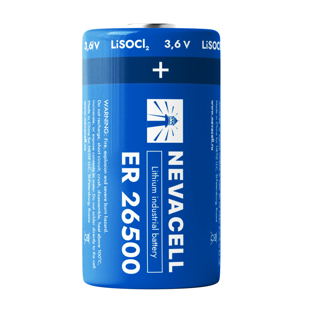 Батарейка NevaCell ER26500 CNR, ленточные токовыводы