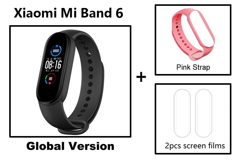Xiaomi Mi Band 6 Smart Wristband AMOLED Blood Oxygen Fitness Traker Heart Rate Bluetooth Waterproof Miband 5