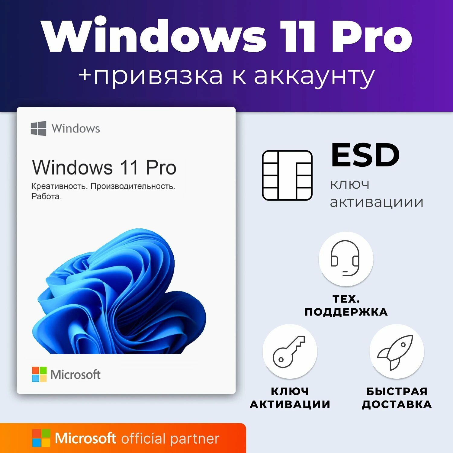 Windows 11 Professional (Профессиональная) Бессрочный лицензионный ключ активации