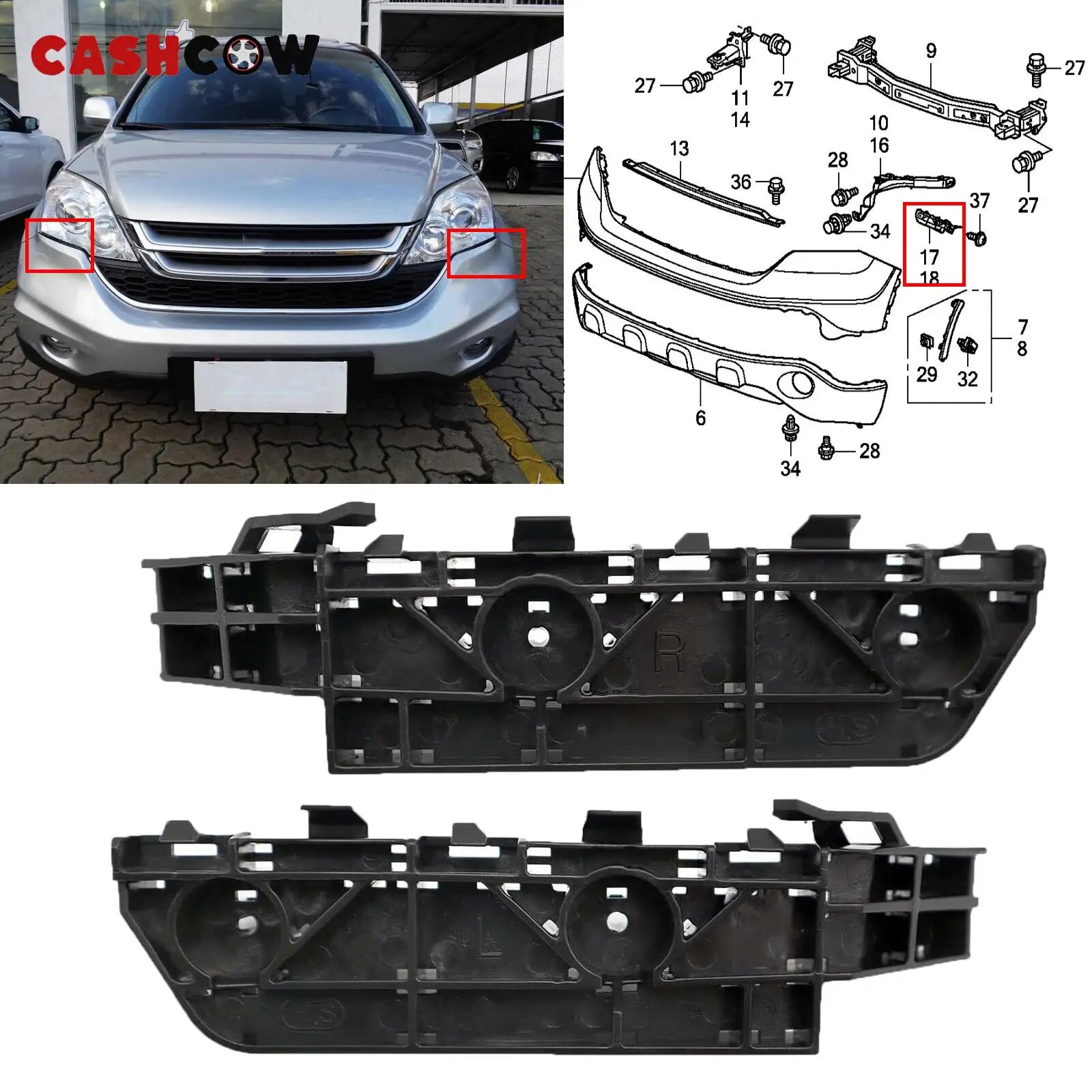 1 пара, передний левый и правый бампер для Honda CRV CR-V 2007 - 2011, 71193-SWA-003