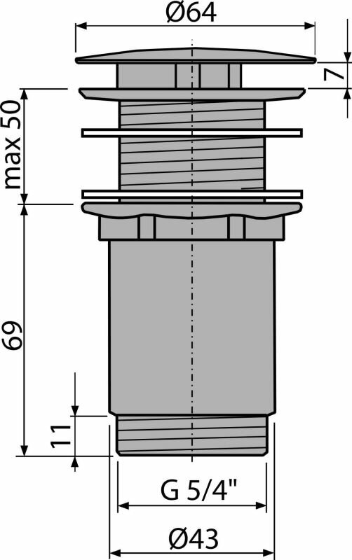 Донный клапан для сифона AlcaPlast A396 — фото 1