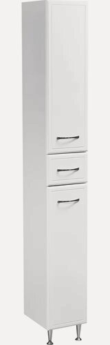 Изображение товара Шкаф-пенал для ванной Stella Polar Концепт 24 напольный, 24 см, белый, глянцевый, с ящиком, с дверками, из МДФ, фурнитура хром