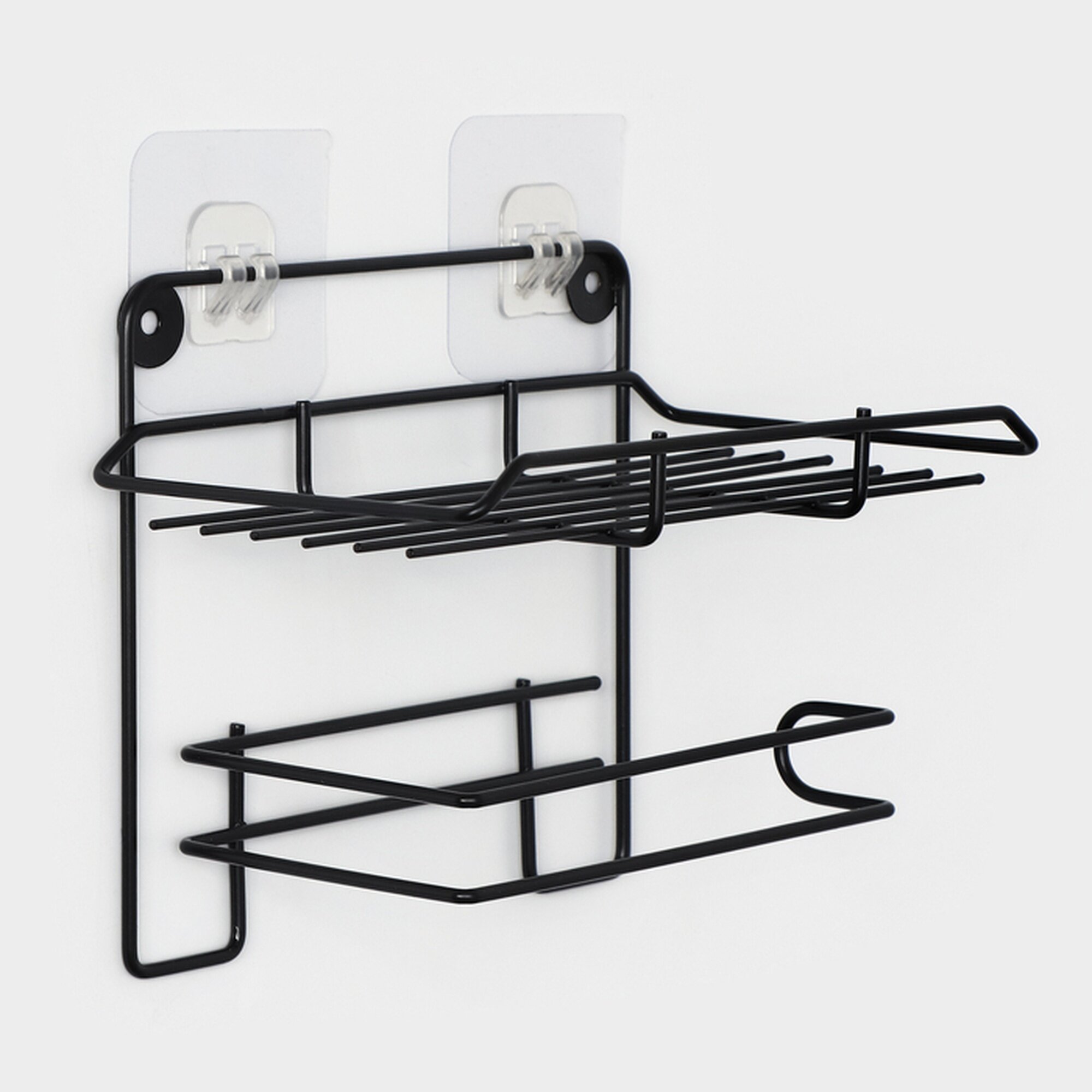 Держатель для туалетной бумаги с полочкой 19×10×14.5 см цвет черный