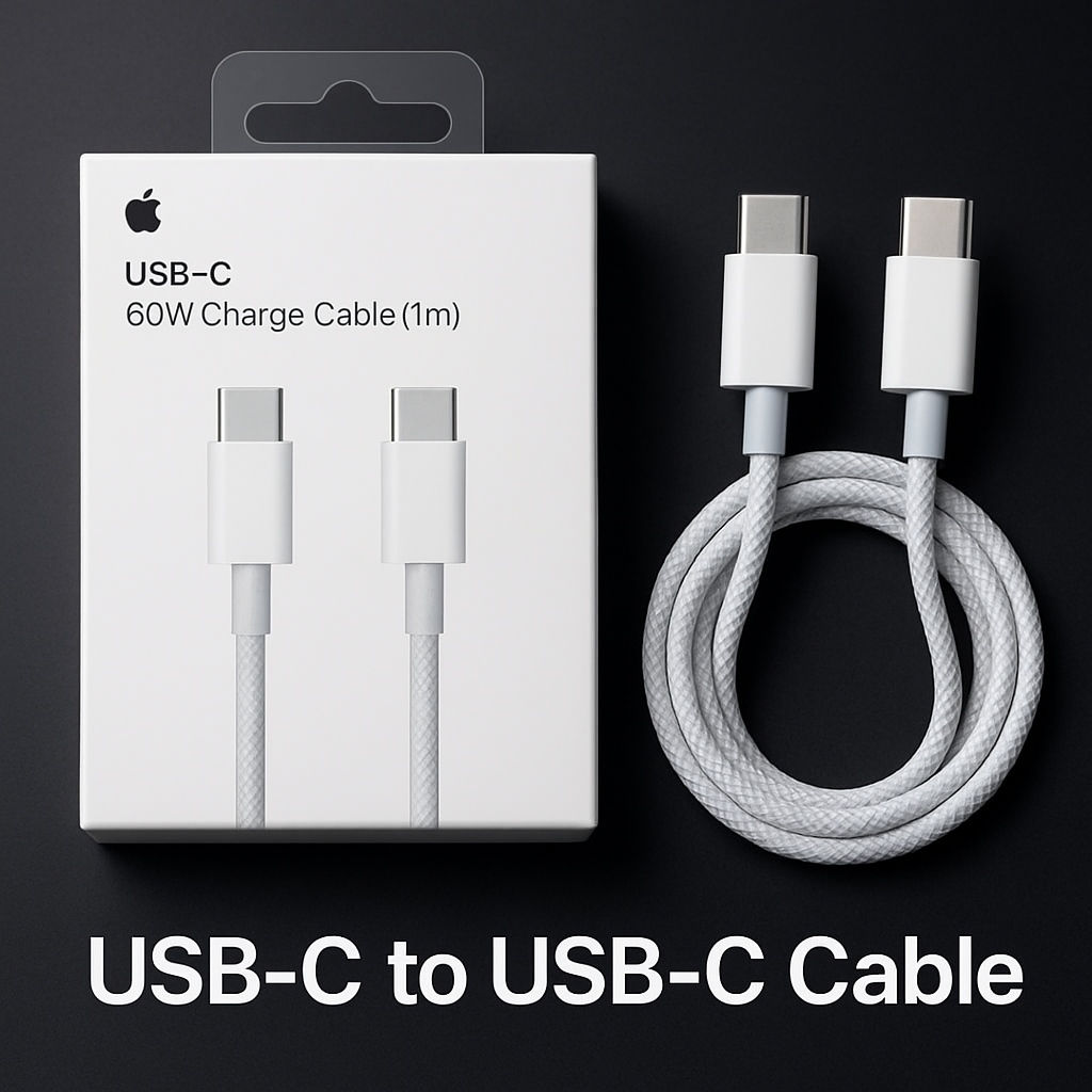 Оригинальный кабель Apple USB-C — USB-C 60W (1 м) в тканевой оплётке для iPhone 15 / 16 / 17, MacBook и iPad