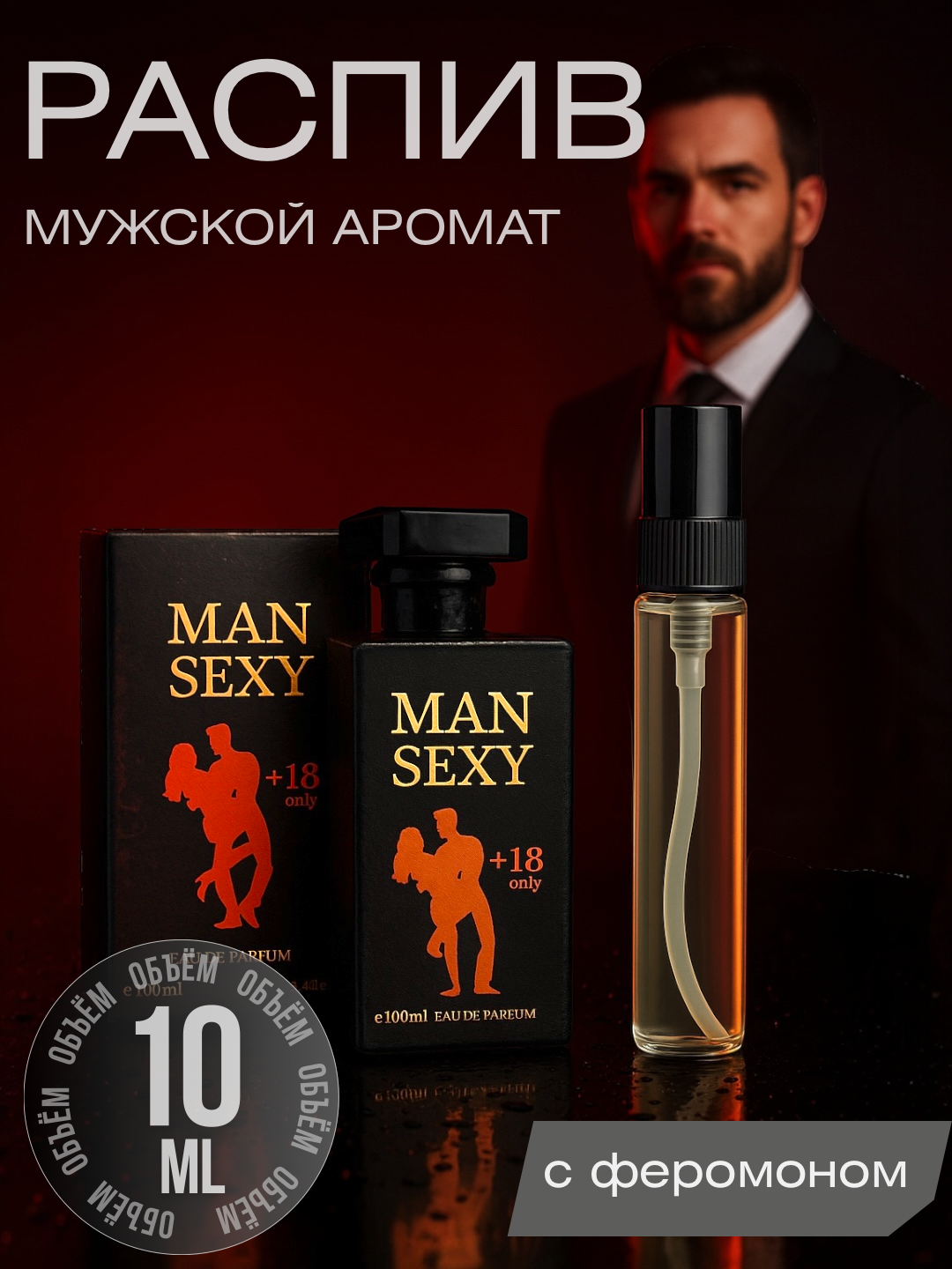Парфюмерная вода "Man Sexy" с феромонами, пряный аромат, пробник, 10мл