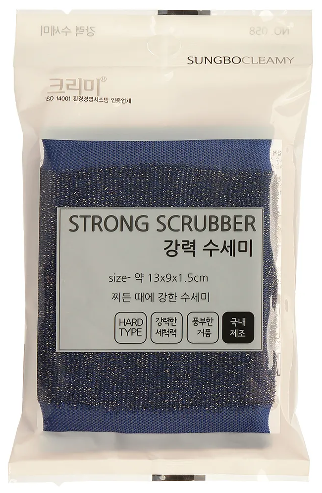 Корейская губка Strong Scrubber для мытья кастрюль сковород и чистки овощей со стальной металлической нитью особо жёсткая 1 шт
