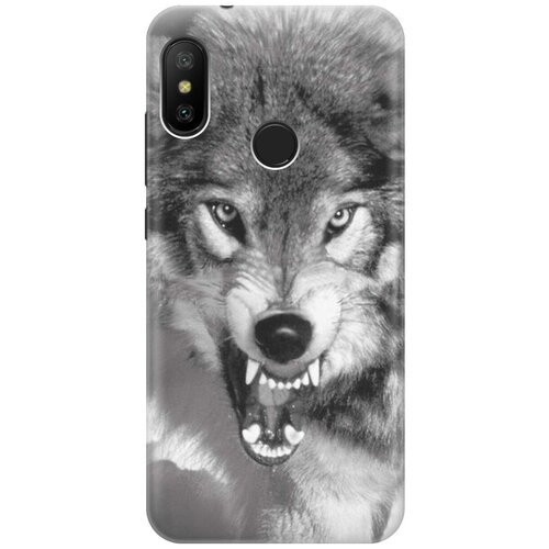 фото Силиконовый чехол на xiaomi mi a2 lite / redmi 6 pro / сяоми ми а2 лайт / редми 6 про с принтом "волчий оскал" gosso