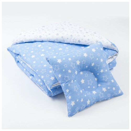 фото Комплект в кроватку эдельвейс (одеяло детское, подушка фигурная), серый-голубой