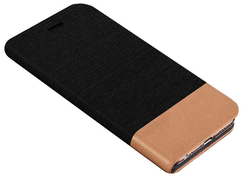Чехол-книжка MyPads для Xiaomi Poco M3 из водоотталкивающей ткани под джинсу с вставкой под кожу черный