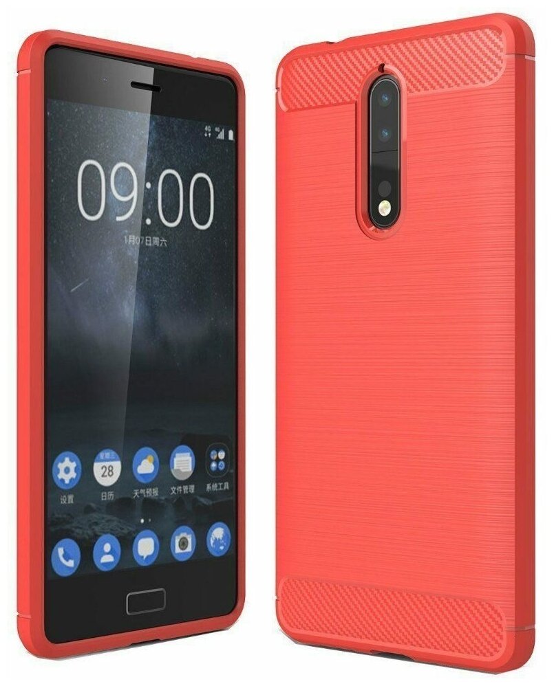 Чехол-накладка Carbon Fibre для Nokia 8 (красный)