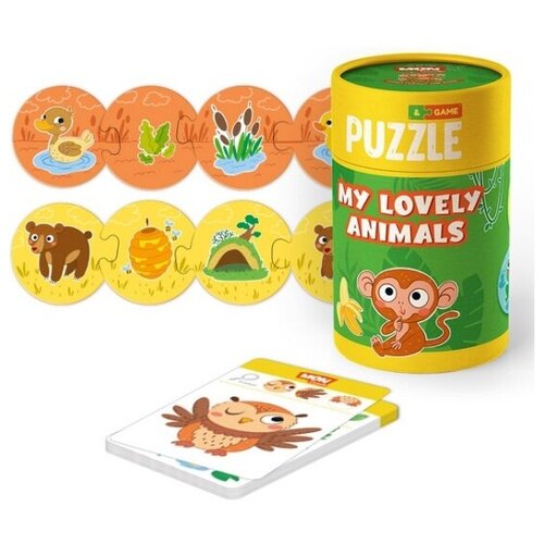 Игровой набор MON Puzzle Мои милые зверята, пазлы и карточки с заданиями игровой набор mon мама и малыш пазлы и карточки с заданиями
