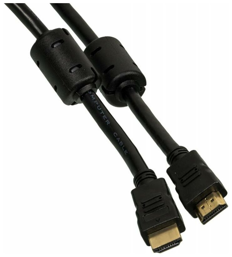 Кабель-соединительный аудио-видео NINGBO HDMI-5M-MG, HDMI (m) - HDMI (m) , ver 1.4, 5м, GOLD ф/фильтр, черный, блистер [hdmi-5m-mg(ver1.4)bl] - фото №2