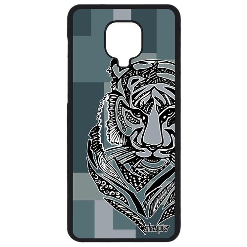 фото Красивый чехол на смартфон // xiaomi redmi note 9s // "тигр" хищник дизайн, utaupia, серый