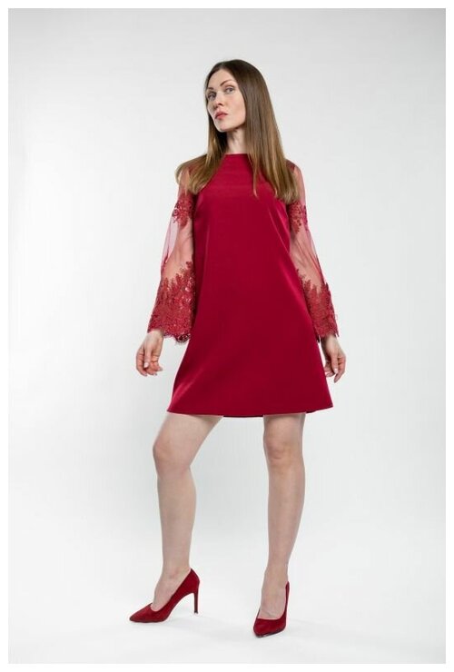 Платье вечернее, размер 42, бордовый