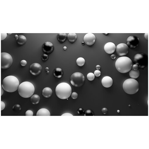Фотообои Уютная стена Белые шары 3D на черном фоне 480х270 см Бесшовные Премиум (единым полотном)