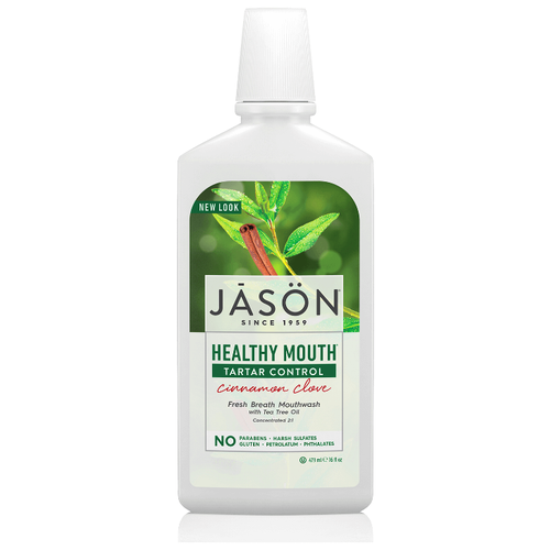 Жидкость для полости рта с маслом чайного дерева Jason Healthy Mouth Tartar Control Cinnamon Clove Mouthwash 473 мл