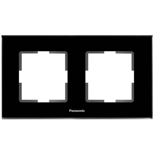 Рамка Panasonic Karre Plus WKTF08023GG-RU 2x горизонтальный монтаж стекло черный упак.1шт