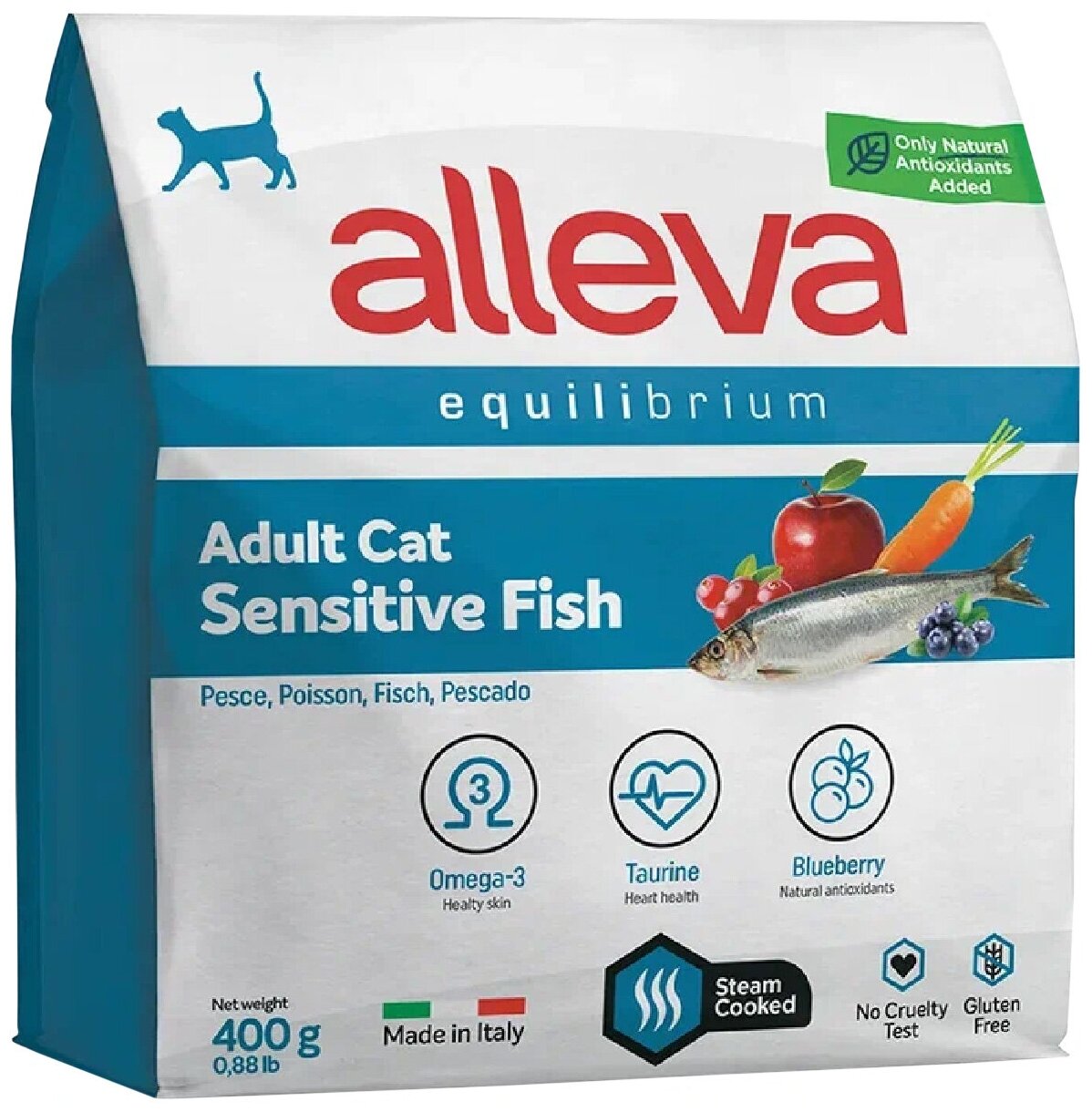 ALLEVA EQUILIBRIUM ADULT CAT SENSITIVE FISH для взрослых кошек с чувствительным пищеварением с рыбой (0,4 кг)