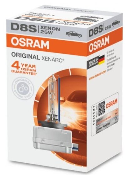 Лампа автомобильная Osram Xenon Xenarc D8S 25W PK32d-1 5000K 42V, 1шт, 66548