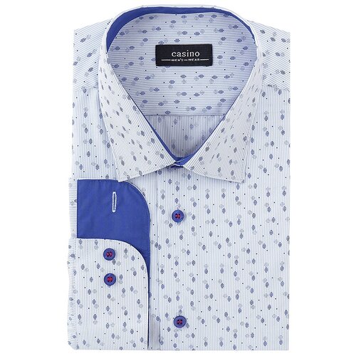 Рубашка мужская длинный рукав CASINO c123/157/60230/Z/1, Полуприталенный силуэт / Regular fit, цвет Голубой, рост 174-184, размер ворота 44