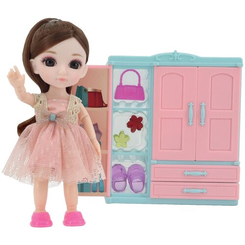 Кукла Funky Toys Малышка Лили и гардеробная, 16 см, FT72007 кукла funky toys малышка лили с туалетным столиком 16 см ft72011 розовый