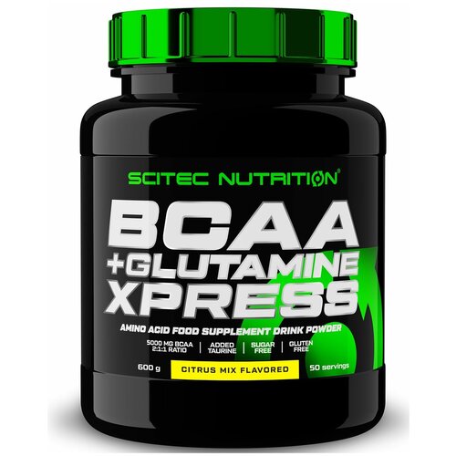 фото Аминокислота scitec nutrition bcaa + glutamine xpress, цитрусовый микс, 600 гр.