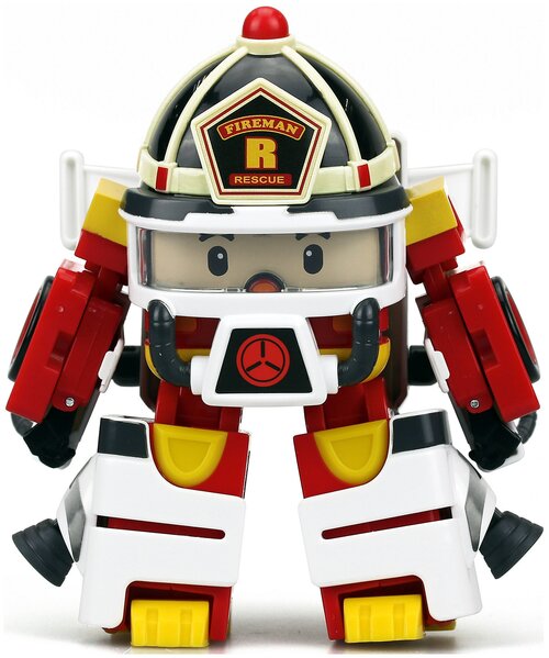 Робокар ПОЛИ, Робот - трансформер Рой 10 см с костюмом астронавта, белый/желтый/красный, Robocar POLI Silverlit
