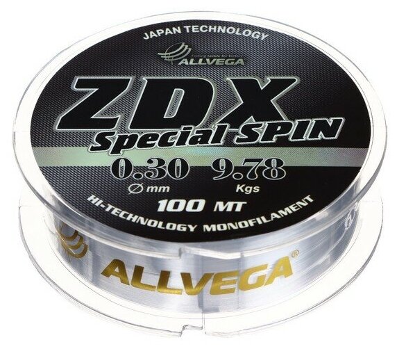 Леска Allvega ZDX Special spin диаметр 0.3 мм, тест 9.78 кг, 100 м, прозрачная