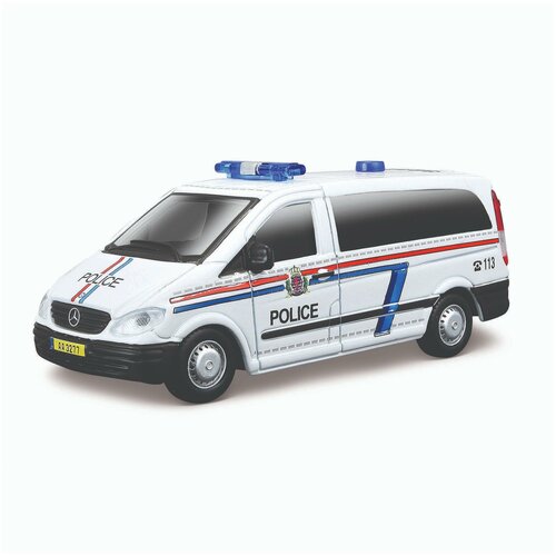 Bburago Коллекционная полицейская машинка Mercedes-Benz Vito, 1:50, белая