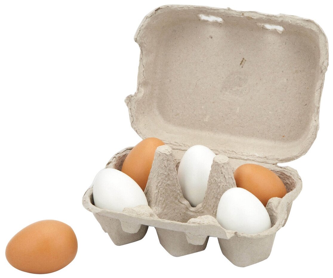 Игрушечные продукты, яйца в лотке, 6 шт (дерево), Viga Toys 59228