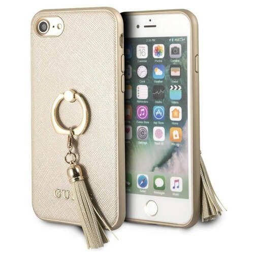 фото Чехол cg mobile guess saffiano hard pu + ring для iphone 7/8/se 2020, цвет бежевый (guhci8rssabe)