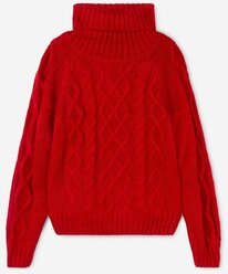 Красный блестящий свитер с косами для девочки Gloria Jeans, размер 3-4г/104