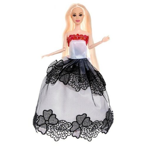 Кукла-модель шарнирная «Лили», платье белое с чёрным