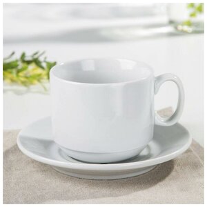 Фото Чайная пара «Экспресс» Skiico Kitchenware / Набор для чая : чашка 220 мл, блюдце d=14 см белый