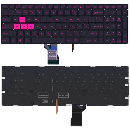 Клавиатура для ноутбука Asus ROG GL502VM черная без рамки с фиолетовой подсветкой клавиатура для ноутбука asus rog gl502vm черная без рамки с фиолетовой подсветкой