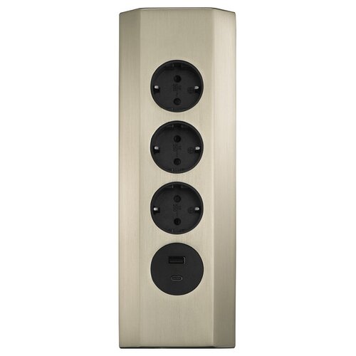 Угловой удлинитель TRING (на 3 EURO розетки и 2 USB), угловая электрическая розетка для кухни, стола, для мебели