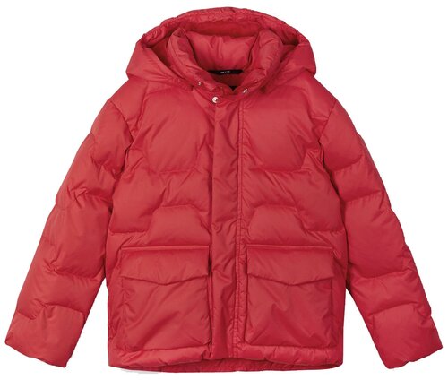 Пуховик Reima зимний, карманы, капюшон, размер 110, красный