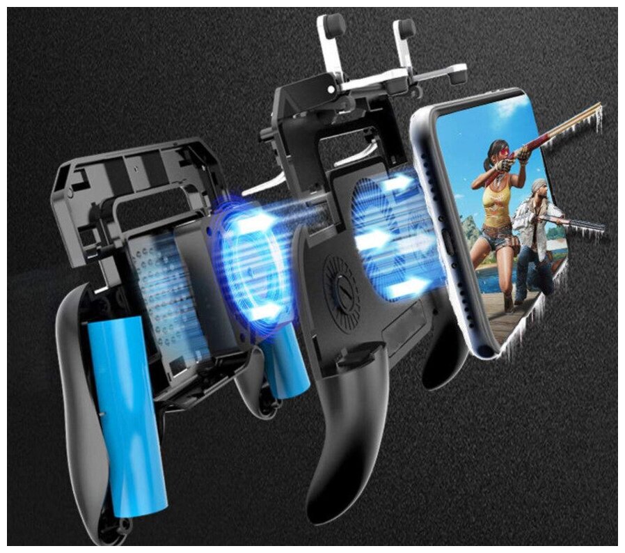 Джойстик - триггер Геймпад для телефона смартфона SR 2000 mAh с системой охлаждения с вентилятором и аккумулятором черный