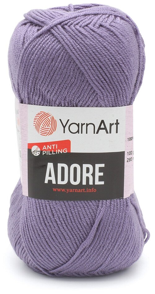 Пряжа для вязания YarnArt Adore 100гр 280м (100% акрил с эффектом анти-пиллинга) (345 лаванда), 5 мотков