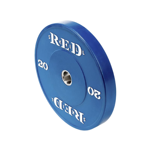 Бамперный диск для штанги тренировочный RED Skill цветной, 20 кг