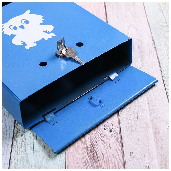 Ящик почтовый без замка (с петлёй), вертикальный, "Домик", синий - фотография № 7