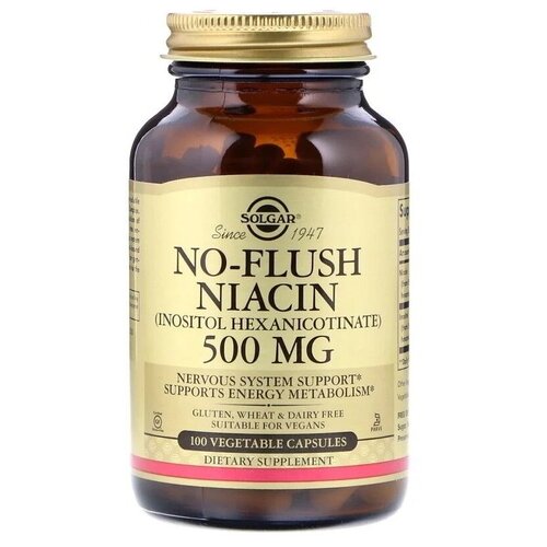 Solgar No-Flush Niacin (Витамин В3 не вызывающий покраснений) 500 мг 50 капсул