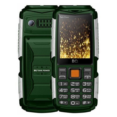 Сотовый телефон BQ BQ-2430 Tank Power Green-Silver сотовый телефон bq bq 2432 tank se military green 2sim 2 4 320 240 32mb bt 2500мач фонарик моноблок