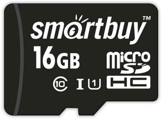 Карта памяти microSDHC 16gb Smart Buy UHS-1 class 10 + адаптор SD