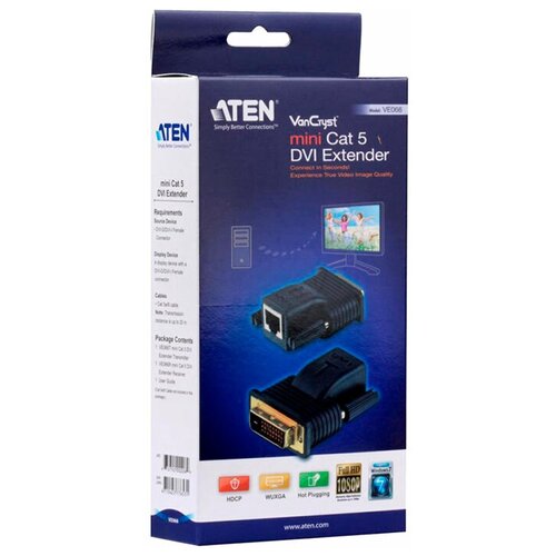 Удлинитель Aten DVI-D через RJ45 до 20м, без шнуров (VE066-AT)