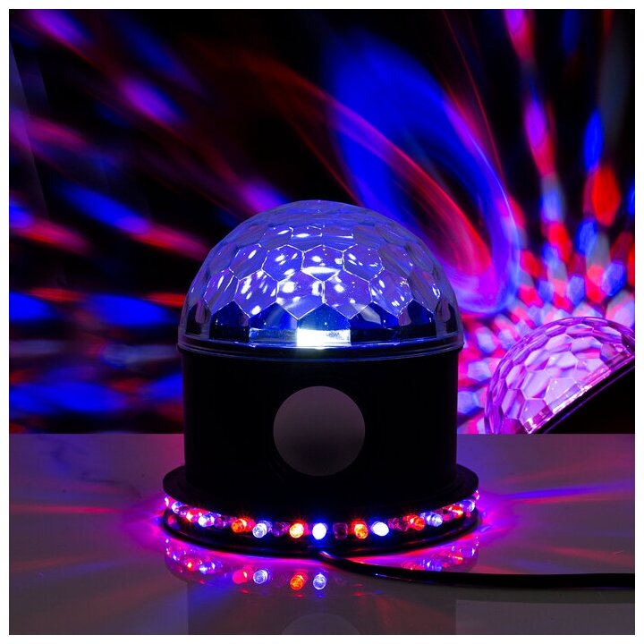 Световой прибор "Хрустальный шар", LED-54-220V, 1 динамик, Bluetooth, черный