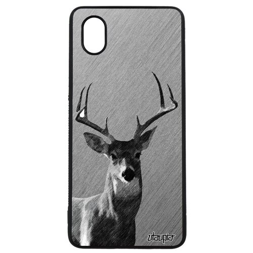 фото Простой чехол на смартфон // galaxy a01 // "олень" дичь лес, utaupia, серый