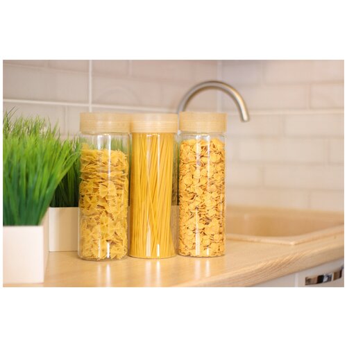 Комплект емкостей для сыпучих продуктов, 1,5 л + 1,5 л + 1,5 л, бесцветный флэк, 3 шт.