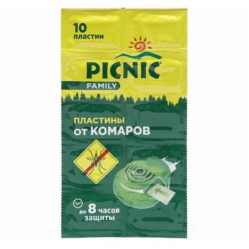 Пластины от комаров "Picnic Family", с растительными экстрактами, 10 шт