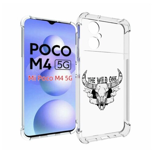 Чехол MyPads рогатый-череп-оленя для Xiaomi Poco M4 5G задняя-панель-накладка-бампер